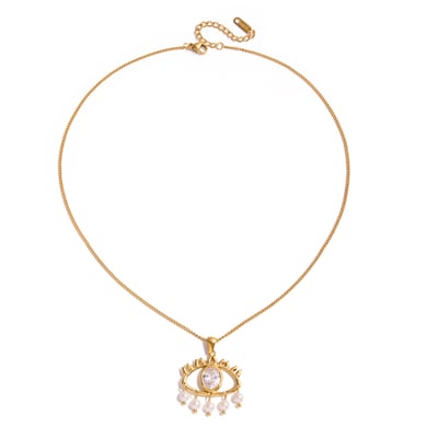 1 Piece Ornate Devil's Eye Stainless Steel Gold Color Women's Pendant Necklaces h5 