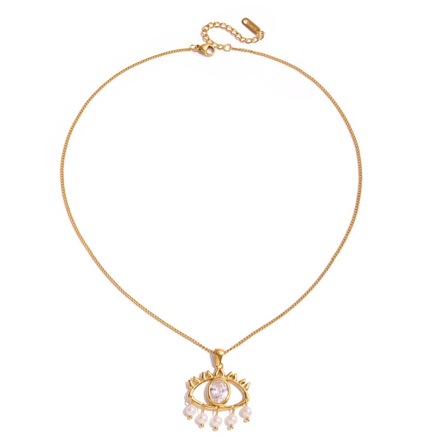 1 Piece Ornate Devil's Eye Stainless Steel Gold Color Women's Pendant Necklaces 