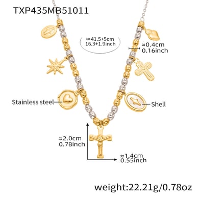 Parures de bijoux vintage en acier inoxydable pour femmes, couleurs mixtes or et argent, croix h5 