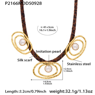 1 collar con colgante de acero inoxidable dorado con hilo de moda para mujer h5 