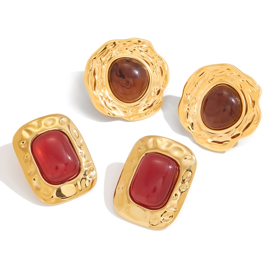 1 Paar unregelmäßige Kreise Edelstahl Gold Farbe Acryl Damen Ohrstecker h5Bild6
