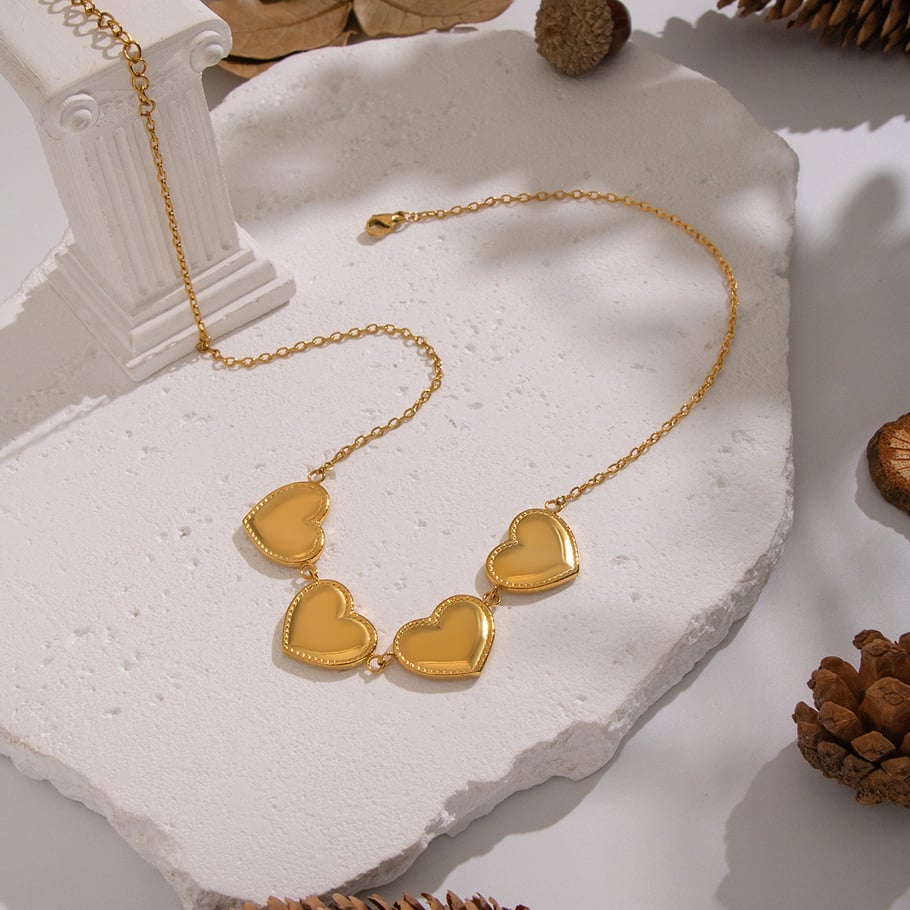 Collar con colgante de corazón de acero inoxidable en color dorado de 1 pieza h5Imagen3