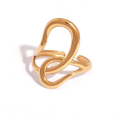 Bague simple et irrégulière en acier inoxydable couleur or pour femme h5 
