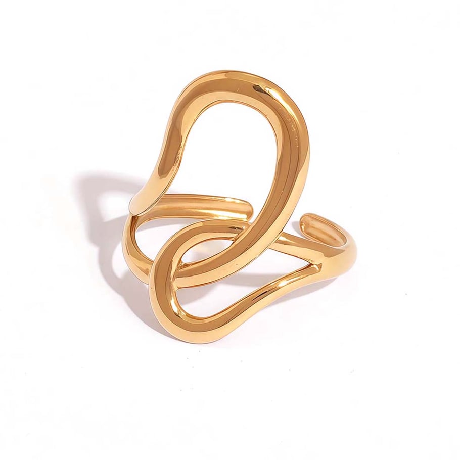 1 Piece Simple Irregular Shape Stainless Steel Gold Color Women's Statement Rings