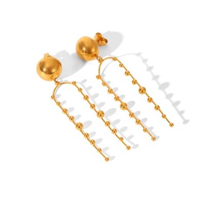 1 paio di orecchini pendenti in acciaio inossidabile color oro con nappa h5 