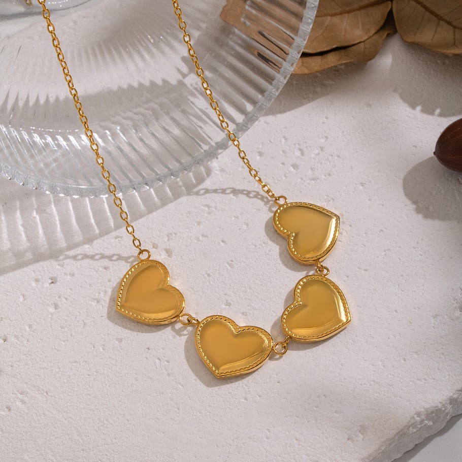 Collar con colgante de corazón de acero inoxidable en color dorado de 1 pieza h5Imagen4