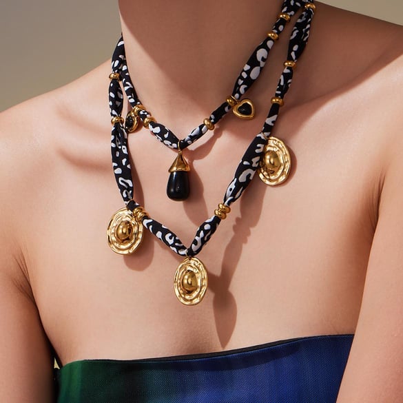 1 Piece Designable Circle Stainless Steel Gold Color Women's Pendant Necklaces 2