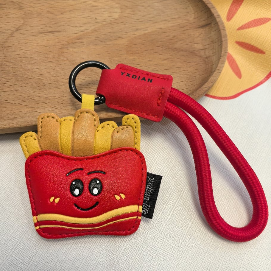 1 pezzo di ciondolo per borsa in pelle a forma di cibo dei cartoni animati