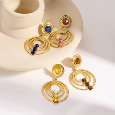 1 paire de boucles d&#39;oreilles pendantes simples en acier inoxydable pour femme, style rétro h5 Image3