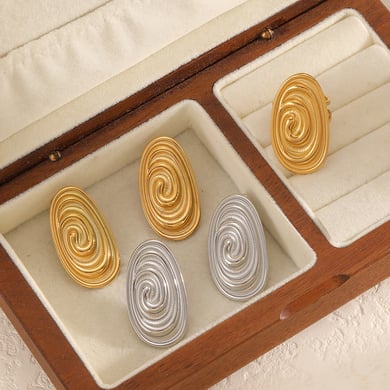 1 Paar Ohrstecker aus Edelstahl mit Vortex-Muster in Goldfarbe h5 Bild3