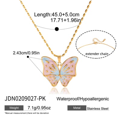 1 Piece Designable Butterfly Stainless Steel Gold Color Women's Pendant Necklaces h5 Picture2