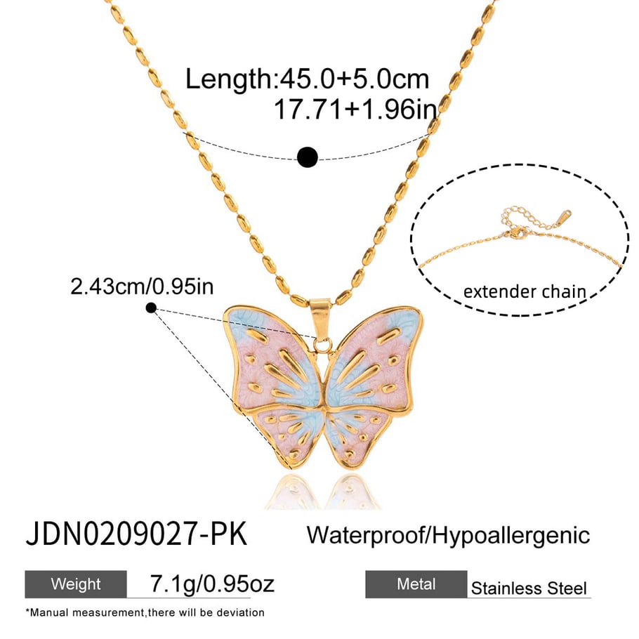 1 Piece Designable Butterfly Stainless Steel Gold Color Women's Pendant Necklaces h5Picture2
