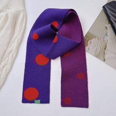 1 Piece Sweet Polka Dots Mixed Color Knitted Winter Scarf h5 