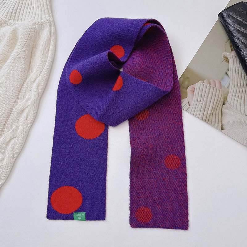 1 Piece Sweet Polka Dots Mixed Color Knitted Winter Scarf