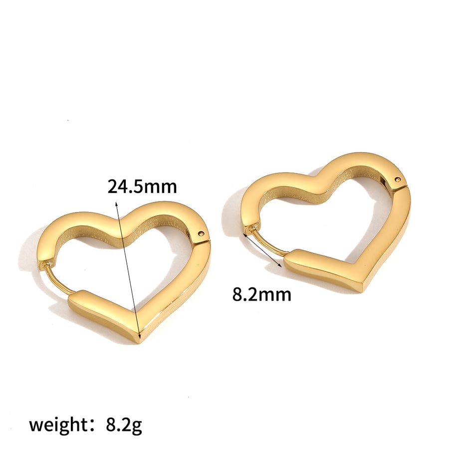 1 paio di orecchini a cerchio in acciaio inossidabile color oro a forma di cuore 