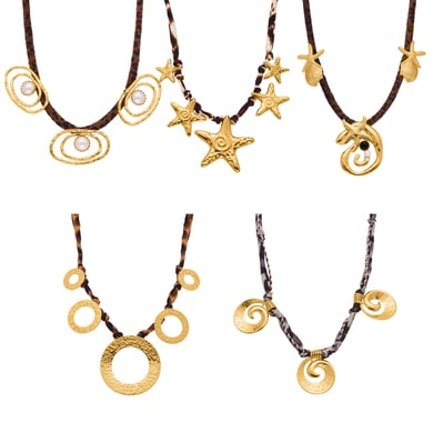 1 collar con colgante de acero inoxidable dorado con hilo de moda para mujer h5 Imagen7
