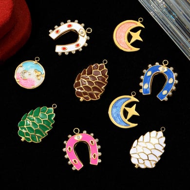 Pendentif luxueux en acier titane en forme de fer à cheval pour femme, 1 pièce h5 Image4