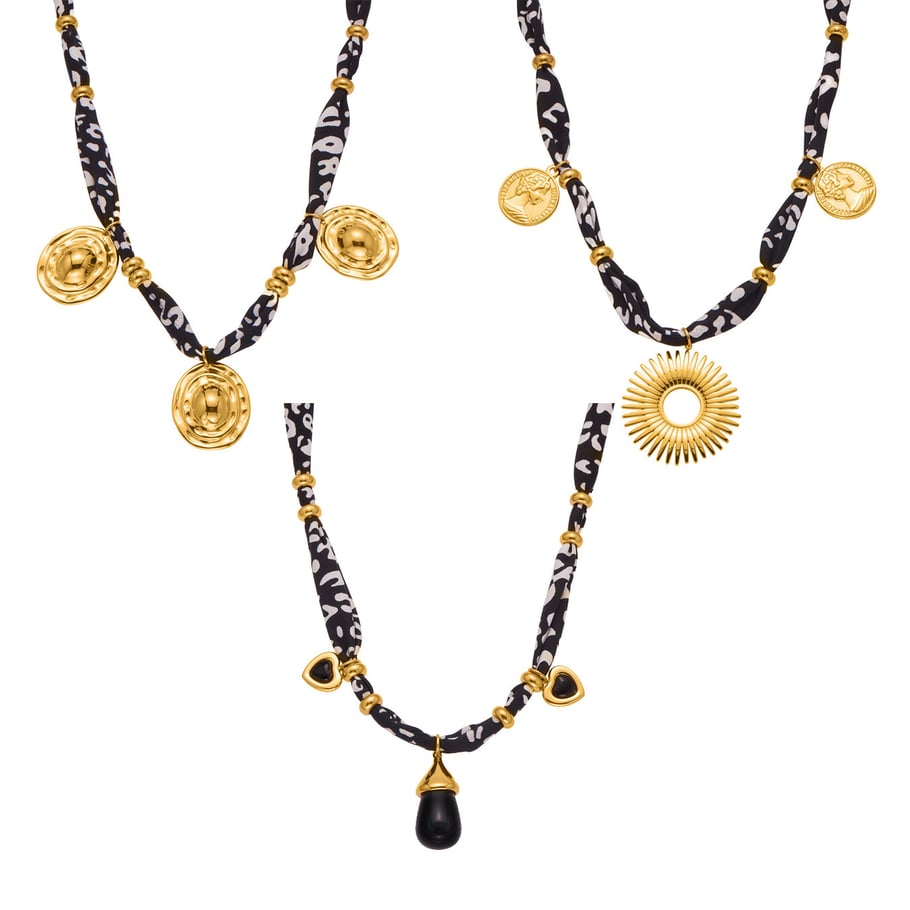 Collar con colgante de acero inoxidable dorado con forma circular de diseño para mujer de 1 pieza h5Imagen6