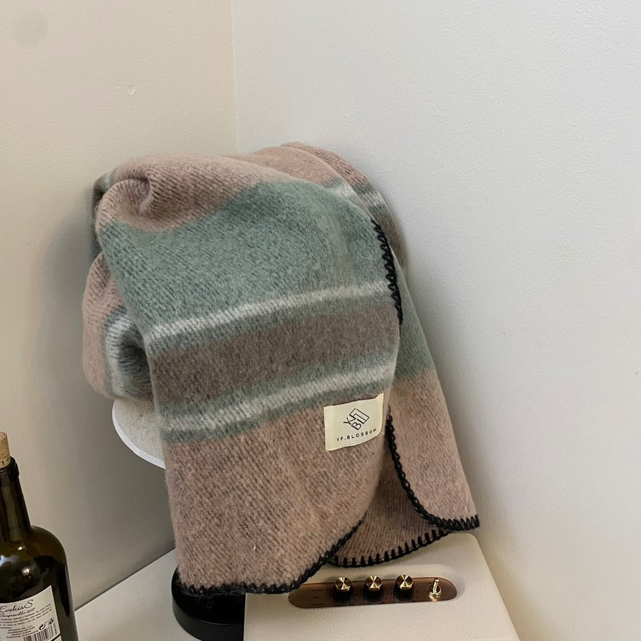 1 pieza de bufanda de invierno de poliéster con estampado de cuadros suaves h5Imagen4