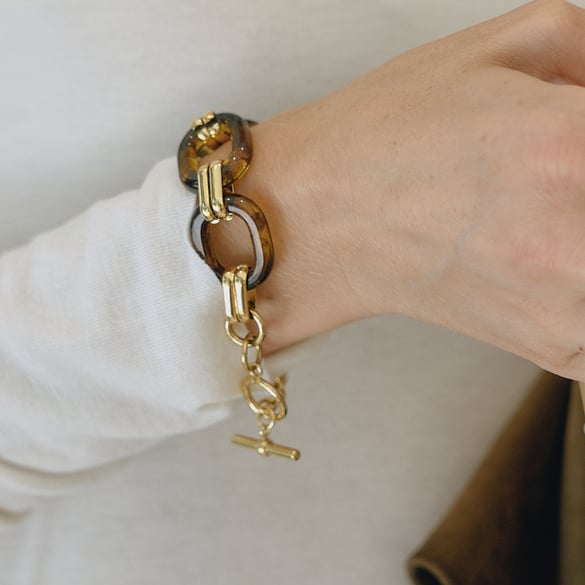 Braccialetti a catena da donna in acciaio inossidabile e acrilico con sfumatura di colore classico, 1 pezzo