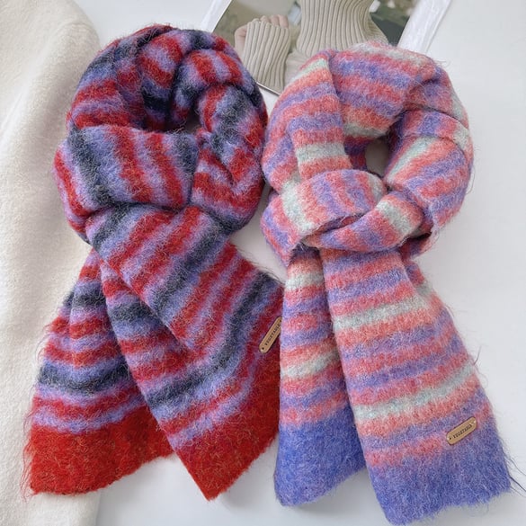 1 Piece Strip Rayon & Wool Winter Scarf 2