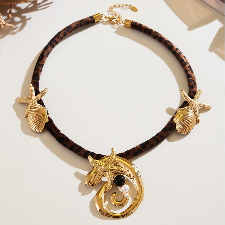 1 collar con colgante de acero inoxidable dorado con hilo de moda para mujer h5Imagen6