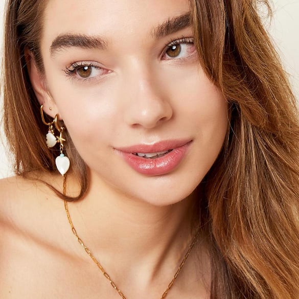 Necklace with heart and sea star charm - Beach collection