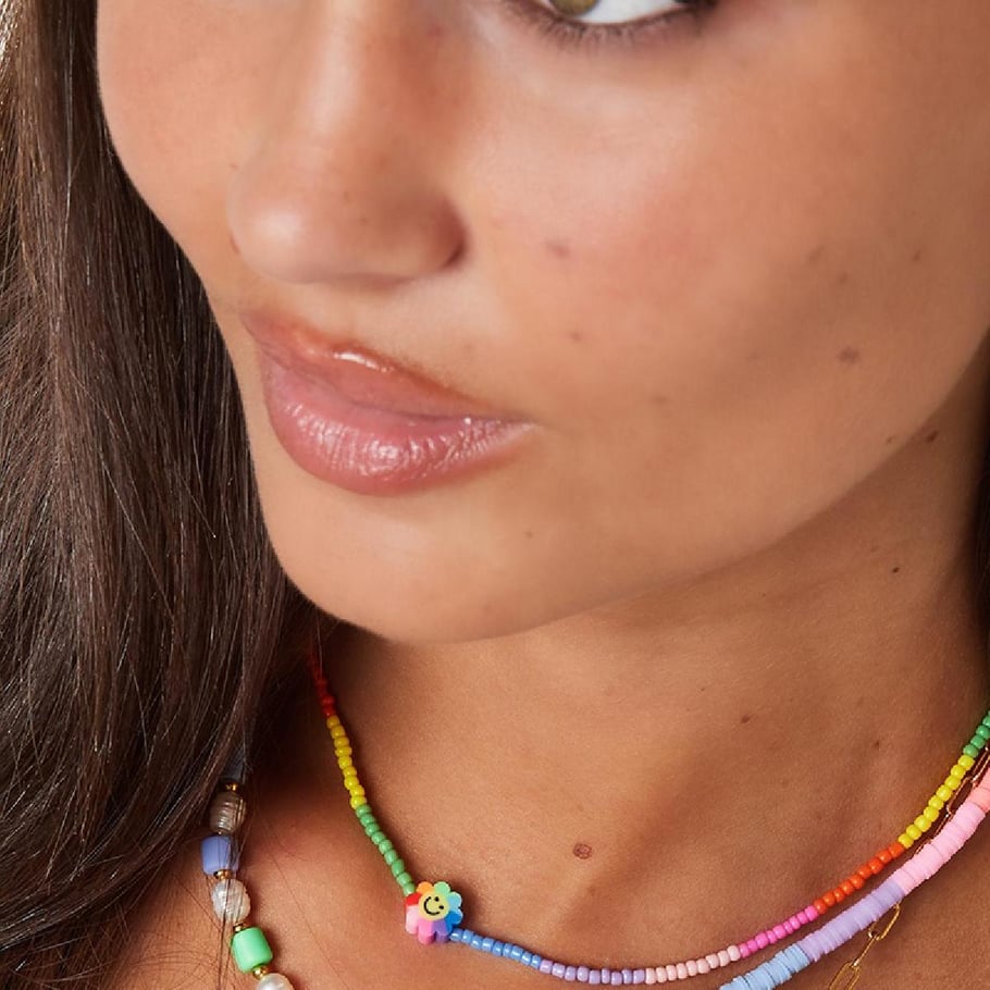 Bloemen smiley ketting - Regenboog collectie Afbeelding2