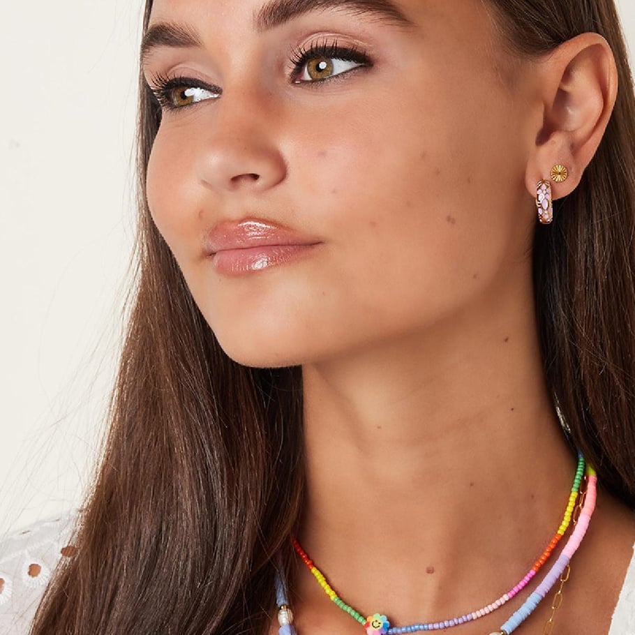 Bloemen smiley ketting - Regenboog collectie Afbeelding3