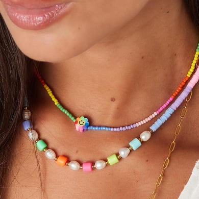 Bloemen smiley ketting - Regenboog collectie h5 Afbeelding4