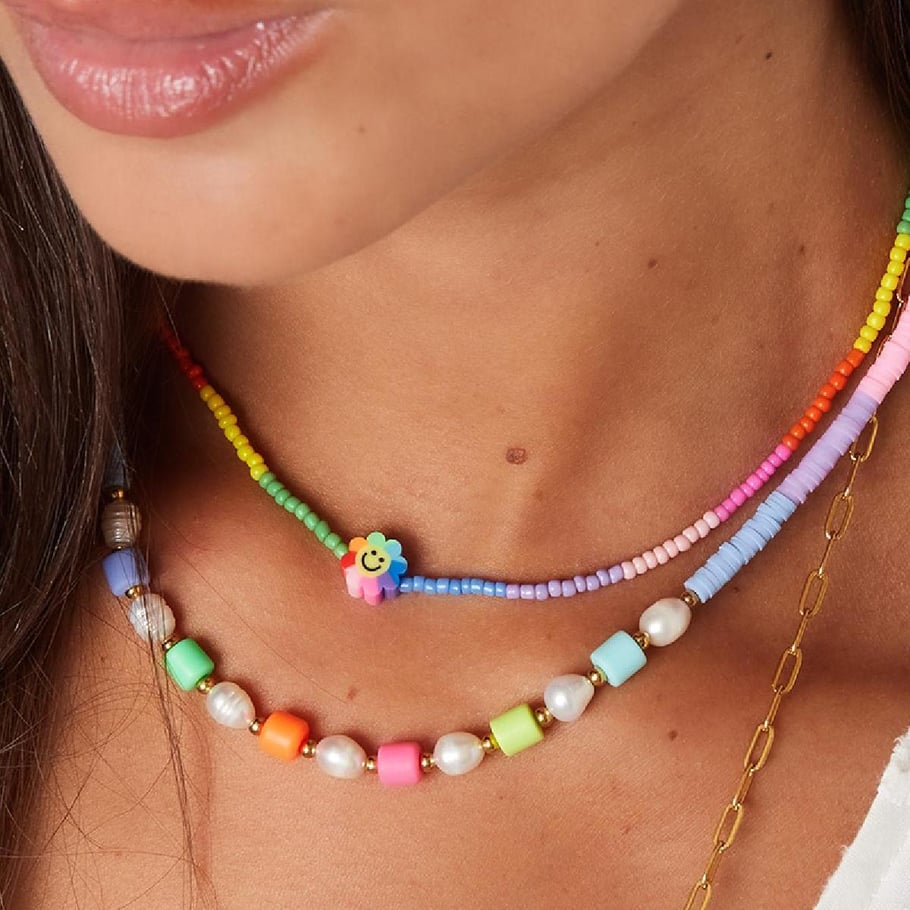 Bloemen smiley ketting - Regenboog collectie Afbeelding4