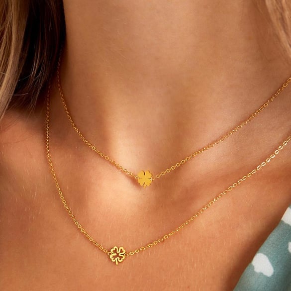 Collana in acciaio inox trifoglio