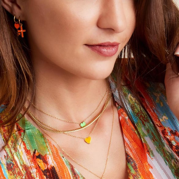 Collana doppia in acciaio inossidabile con ciondolo a forma di cuore