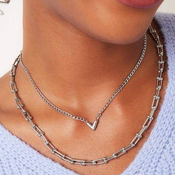 Stainless Steel Necklace Letter V