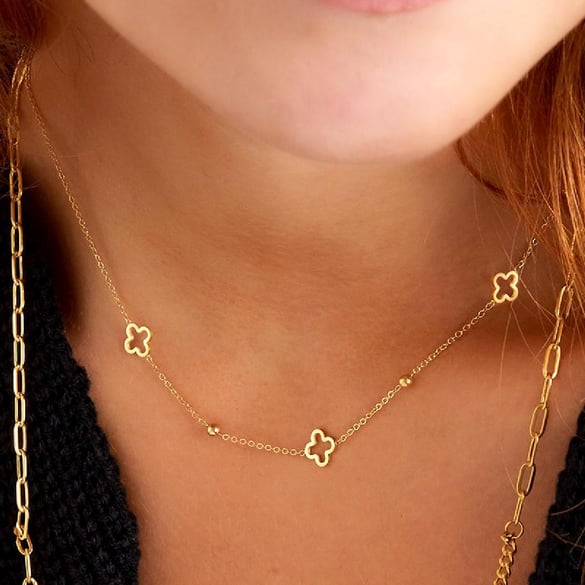 Necklace open clovers
