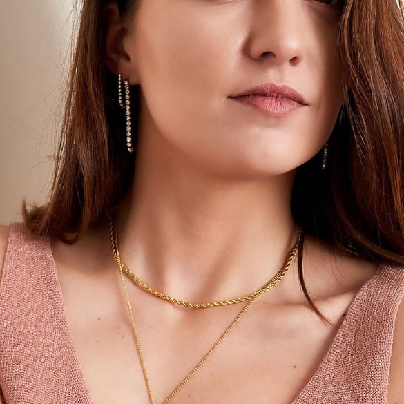 Collana doppia catena stella e luna