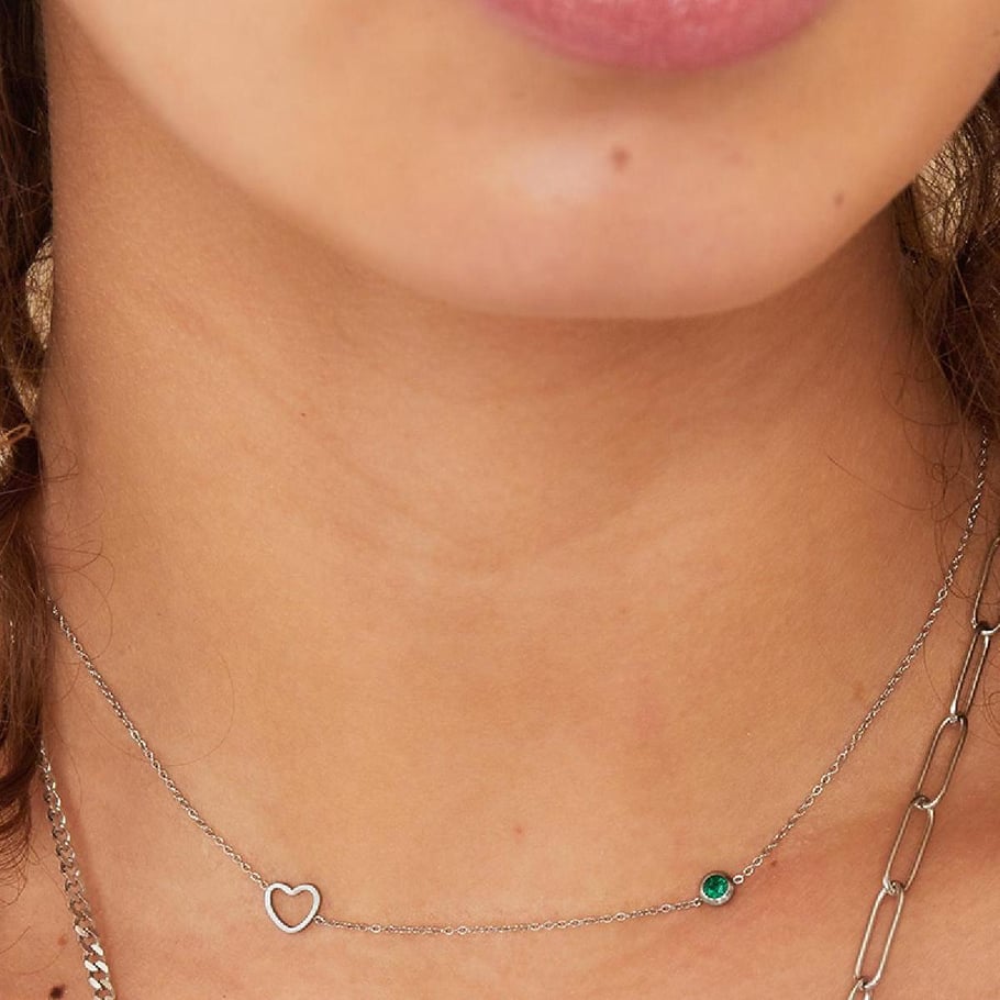 Birthstone necklace January silver Picture2
