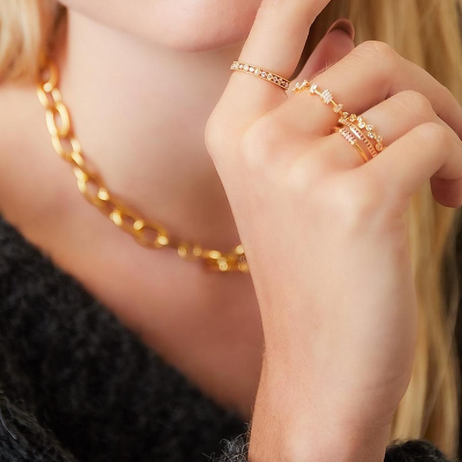 Vergoldeter Ring mit Zirkonsteinen Bild4