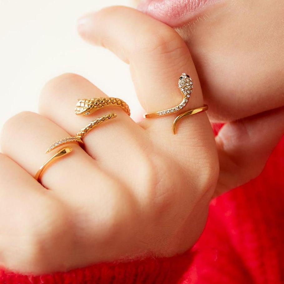 Stainless steel ring snake with zircon detail Picture4