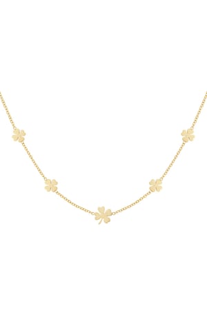 Necklace 5 clovers Gold Color Stainless Steel h5 