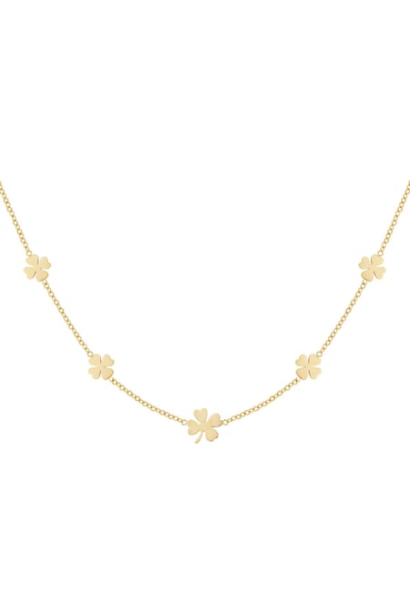 Necklace 5 clovers Gold Color Stainless Steel