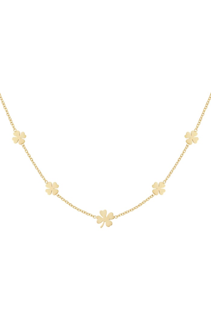 Necklace 5 clovers Gold Color Stainless Steel 