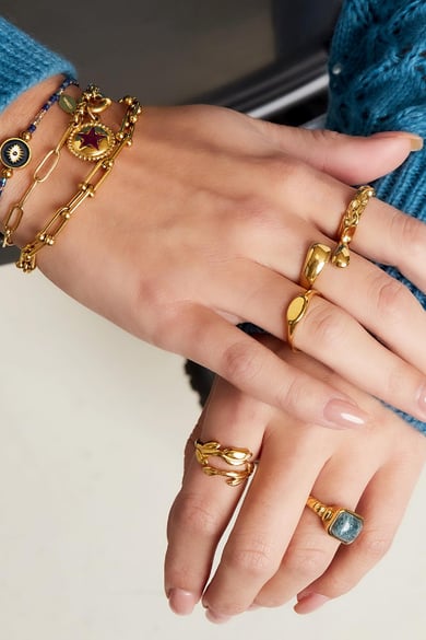 Roestvrijstalen ring bloeiend Goud kleur Stainless Steel One size h5 Afbeelding2