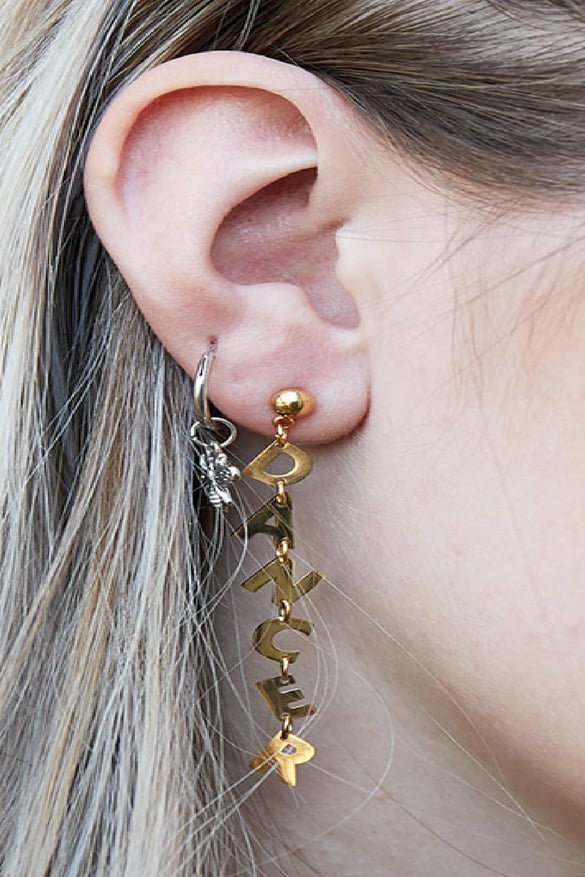 Earrings Dancer Silver Color Stainless Steel 2