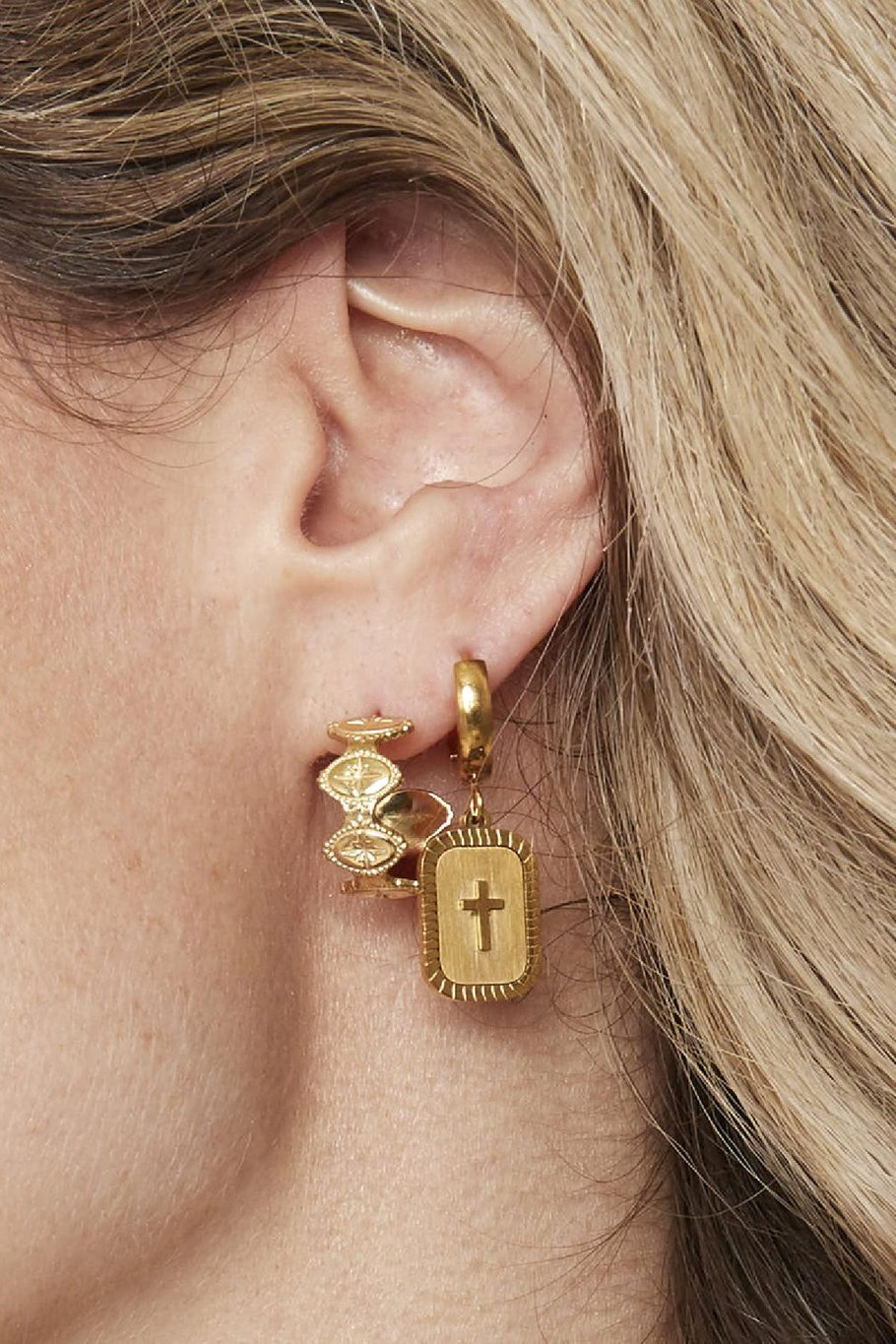 Aretes Cross Plata Acero inoxidable Imagen2