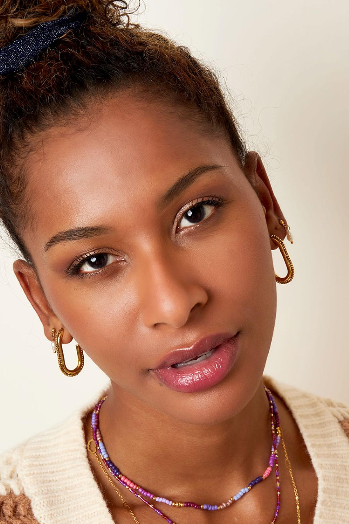 Earrings oval twist chain Gold Color Stainless Steel h5Picture2