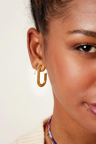 Earrings oval twist chain Gold Color Stainless Steel h5 Picture3