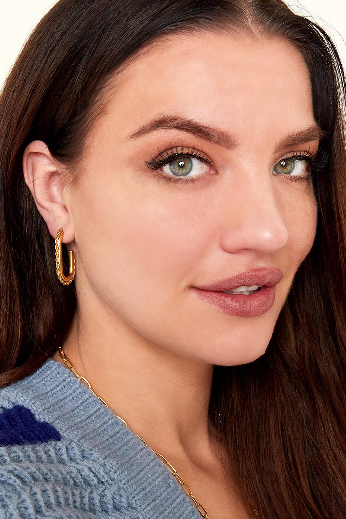 Earrings oval hoop Gold Color Stainless Steel h5Picture2