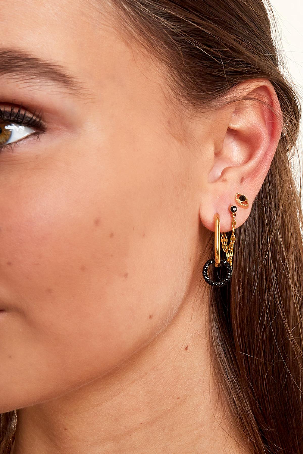 Black stone chain earrings Silver Color Stainless Steel h5Picture3