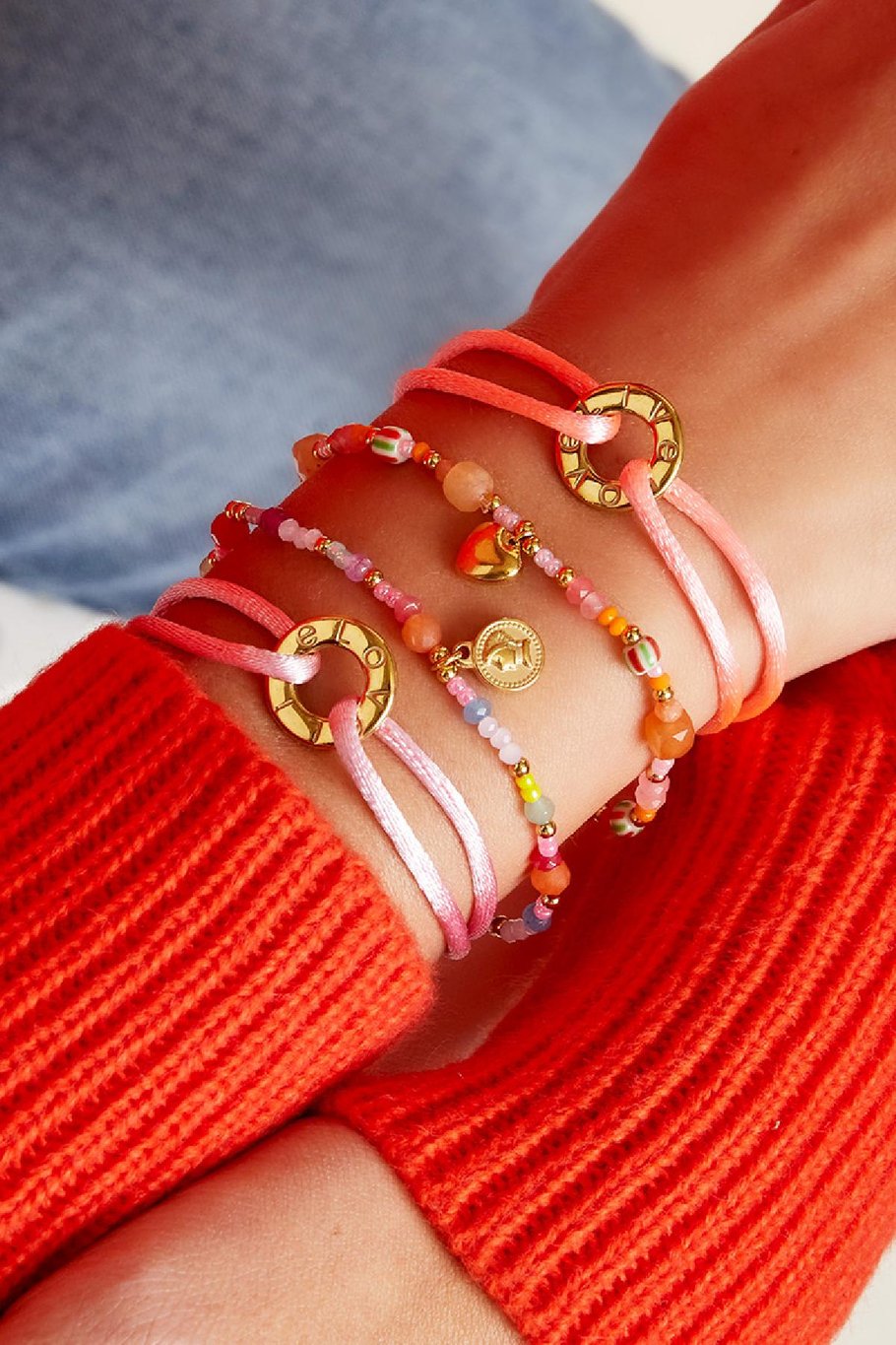Bracelet color cord Pink Stainless Steel h5Picture2